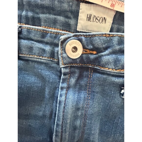 Hudson Juniors Distressed Straight-Leg Jeans Medium Wash Denim Size 18 - Picture 9 of 11